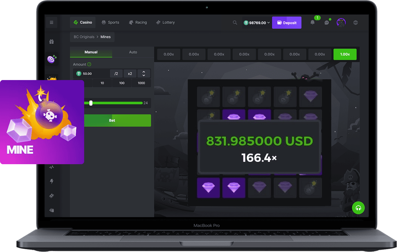 Jogo Mines — campo com quadrados e bombas escondidas